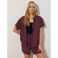 Long Tall Sally Tall Crinkle Short Sleeve Shirt - Purple