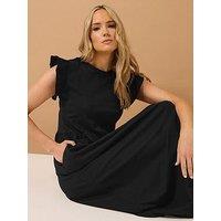 Long Tall Sally Tall Frill Smock Midi Dress - Black