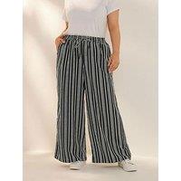 Yours Curve Stripe Textured Wide Leg Trouser
