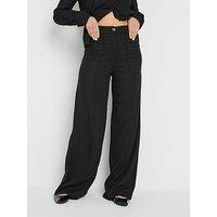 Long Tall Sally Pleat Front Linen Trouser 36" - Black