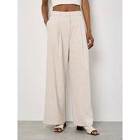 Apricot Tailored Pleat Detail Trousers - Stone