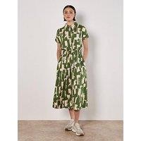 Apricot Square Brushstrokes Utility Dress - Green