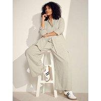 Evans Wide Leg Linen Trouser - Natural