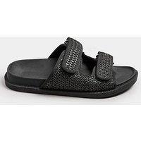 Yours Extra Wide Fit Woven Double Strap Sandal - Black