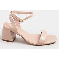 Long Tall Sally Extra Wide Fit Two Part Block Heel Sandal - Nude