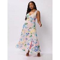 Yours Curve Mesh Sleeveless Maxi Dress - Pink