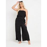 Yours Curve Bandeau Beach Jumpsuit - Black
