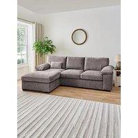 Very Home Salerno Standard Back Fabric Left Hand 3 Seater Chaise Sofa - Grey - Fsc Certified