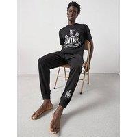 Newcastle Fc Newcastle Utd Fc Short Sleeve Pyjama Set - Black