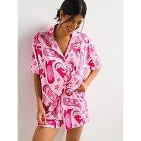 Barbie Ladies Short Sleeve Short Pyjama Set - Pink