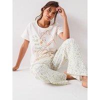 Winnie The Pooh Ladies Short Sleeve Pyjama Set - Cream