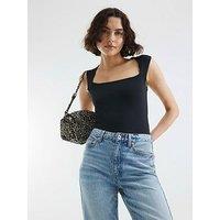 River Island Square Neck Bodysuit - Black
