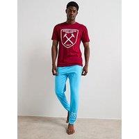 Very Man Mens West Ham Utd Fc Short Sleeve Pyjama Set - Burgundy