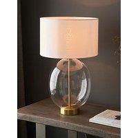 Gallery Direct Kelda Oval Table Lamp Satin Brass Vintage White