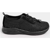 Yours Extra Wide Fit Diamante Toggle Trainer - Black