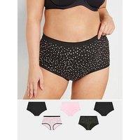 Yours Curve 5 Pack Stretch Full Briefs - Black