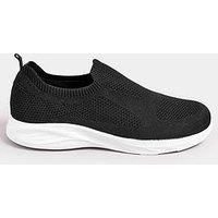 Yours Extra Wide Fit Slip On Knitted Trainer - Black