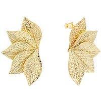 V By Very Gold Plated Statement Leaf Stud Earrings