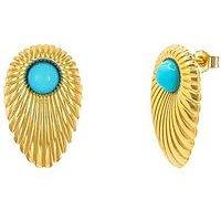 V By Very Gold Plated Turquoise Ribbed Stud Earrings