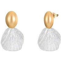 V By Very Gold Plated White Petal Drop Earrings