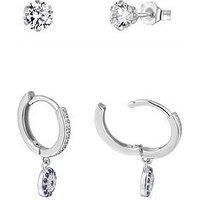 V By Very Turkish Eye Cz Charm Huggie And Stud Earring Set Of 2
