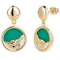 V By Very Gold Plated Green Dropper Earrings