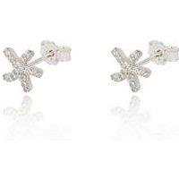 V By Very Sterling Silver Pave Set Cz Starfish Stud Earrings