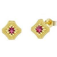 V By Very Gold Plated Sterling Silver Elegant Ruby Cz Studs