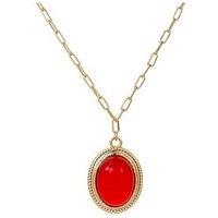 V By Very Gold Plated Deep Red Pendant Necklace