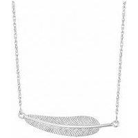 V By Very Sterling Silver Sideways Feather Necklace