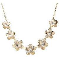 V By Very Gold Plated Statement Textured Floral Necklace