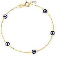 V By Very Gold Plated Sterling Siver Evil Eye Charm Anklet
