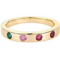 V By Very Sterling Silver Gold Plated Multi Cz Ring