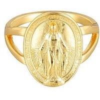 V By Very Gold Plated Sterling Silver Miraculous Medal Ring