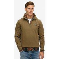 Superdry 1/2 Zip Contrast Stitch Crew Sweat Top - Dark Green