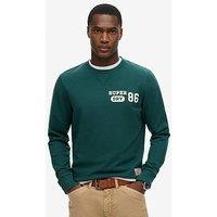 Superdry Athletic Printed Logo Crew Neck Sweat Top - Dark Green