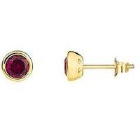 The Love Collection Gold Plated Sterling Silver Birthstone Cz Rubover Stud Earrings