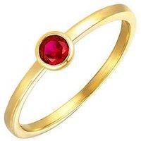 The Love Collection Gold Plated Sterling Silver Birthstone Cz Rubover Ring