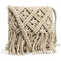 Pieces Taniliana Crochet Crossbody Bag - Beige