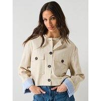 Only Pampa Long Sleeve Linen Jacket - Cream