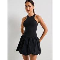 Only Lia Sleeveless Balloon Mix Short Jersey Dress - Black