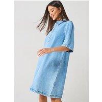 Only Short Sleeve Denim Dress - Blue