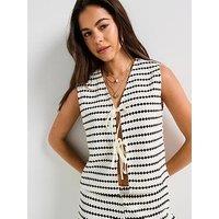 Only Leva Short Sleeve Short Stripe Vest - Black