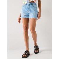 Vero Moda Raw Edge Denim Shorts - Light Blue Denim