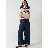 Vero Moda Tricia Mid Waist Wide Satin Pant - Navy