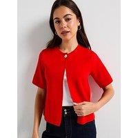 Vero Moda Gold Short Sleeve O-Neck One Button Cardigan - Red