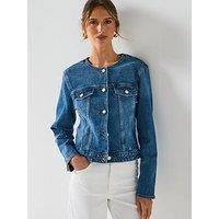 Only Kathy Round Collar Denim Jacket - Blue