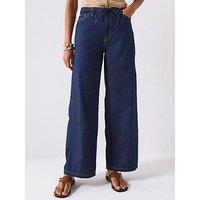 Jdy Sabrina Mid Waist Wide Tie Denim Jeans - Dark Blue