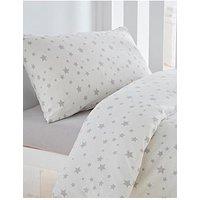 Silentnight Safe Nights 100% Cotton Cot Bed Duvet Cover Set - Grey Stars
