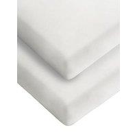 Silentnight Safe Nights 2 X Pack 100% Cotton Cot Bed Fitted Sheets - 140Cm X 70Cm (White)